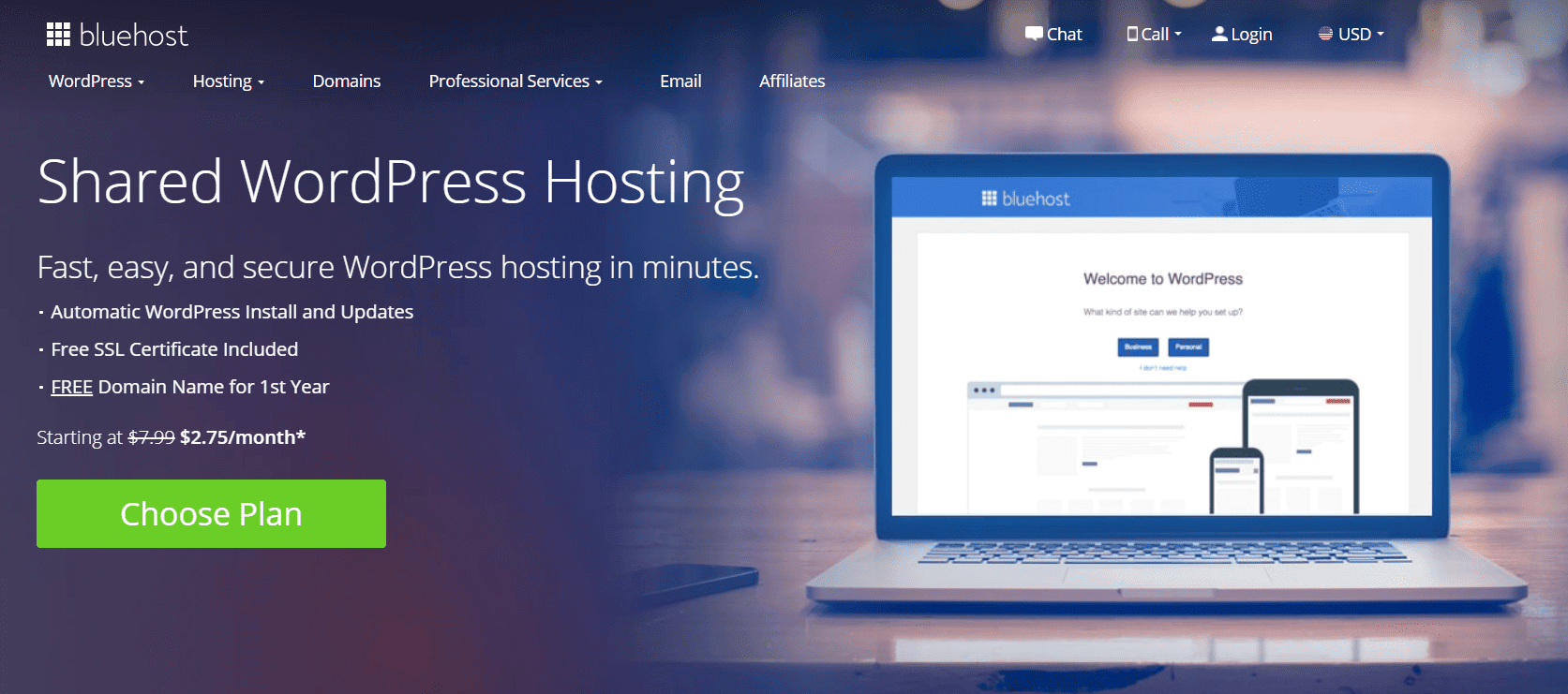 Shared wordpress hosting