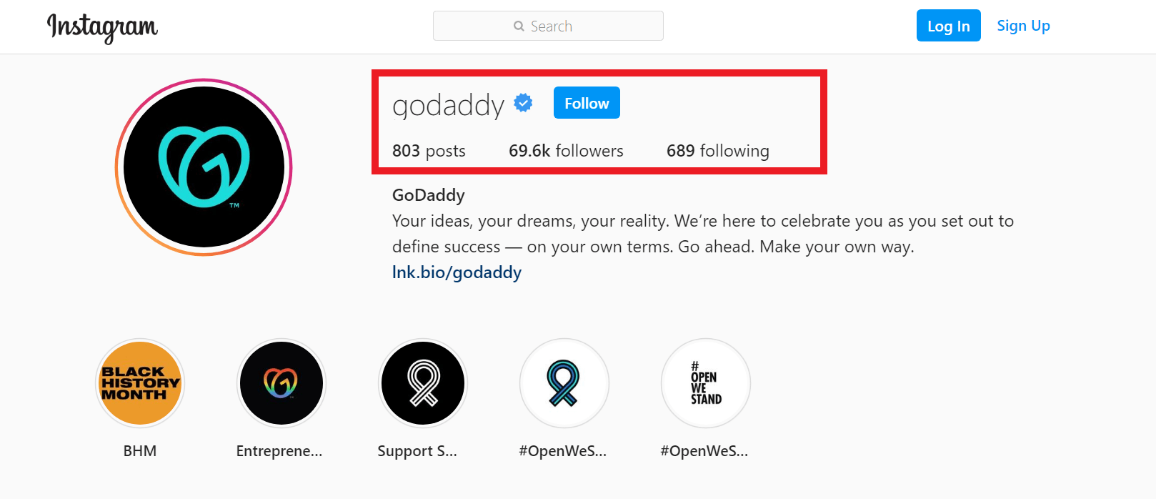 godaddy instagram