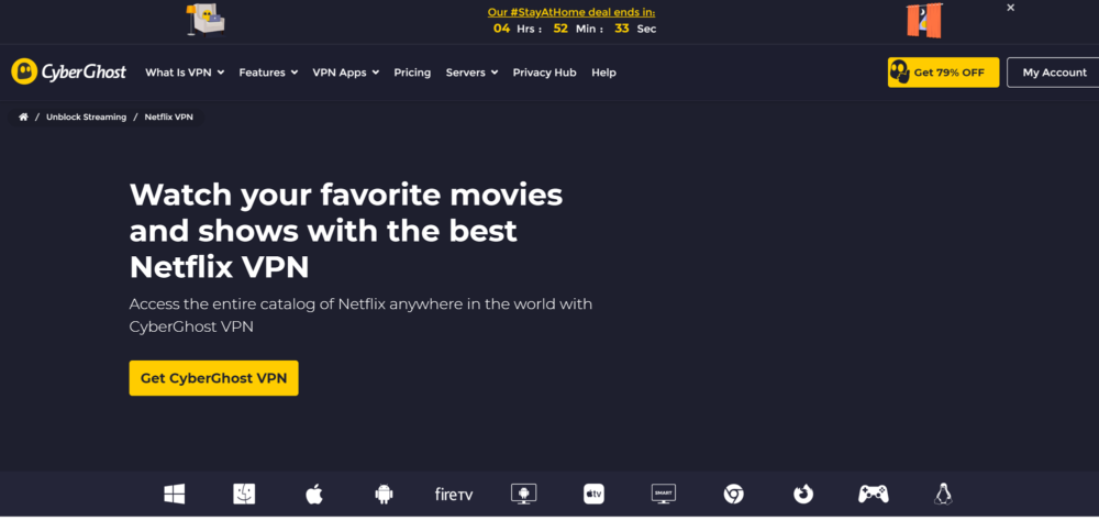 #1 VPN for Netflix- Cyberghost pro VPN