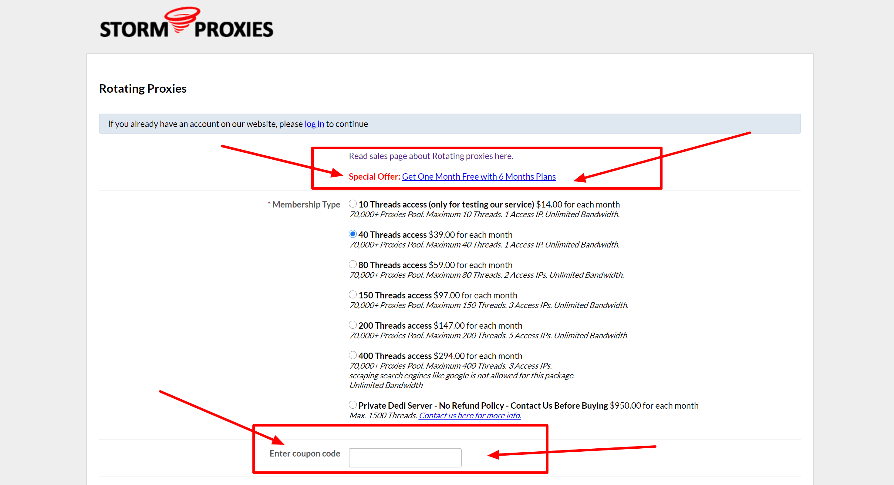 Storm proxies checkout cart