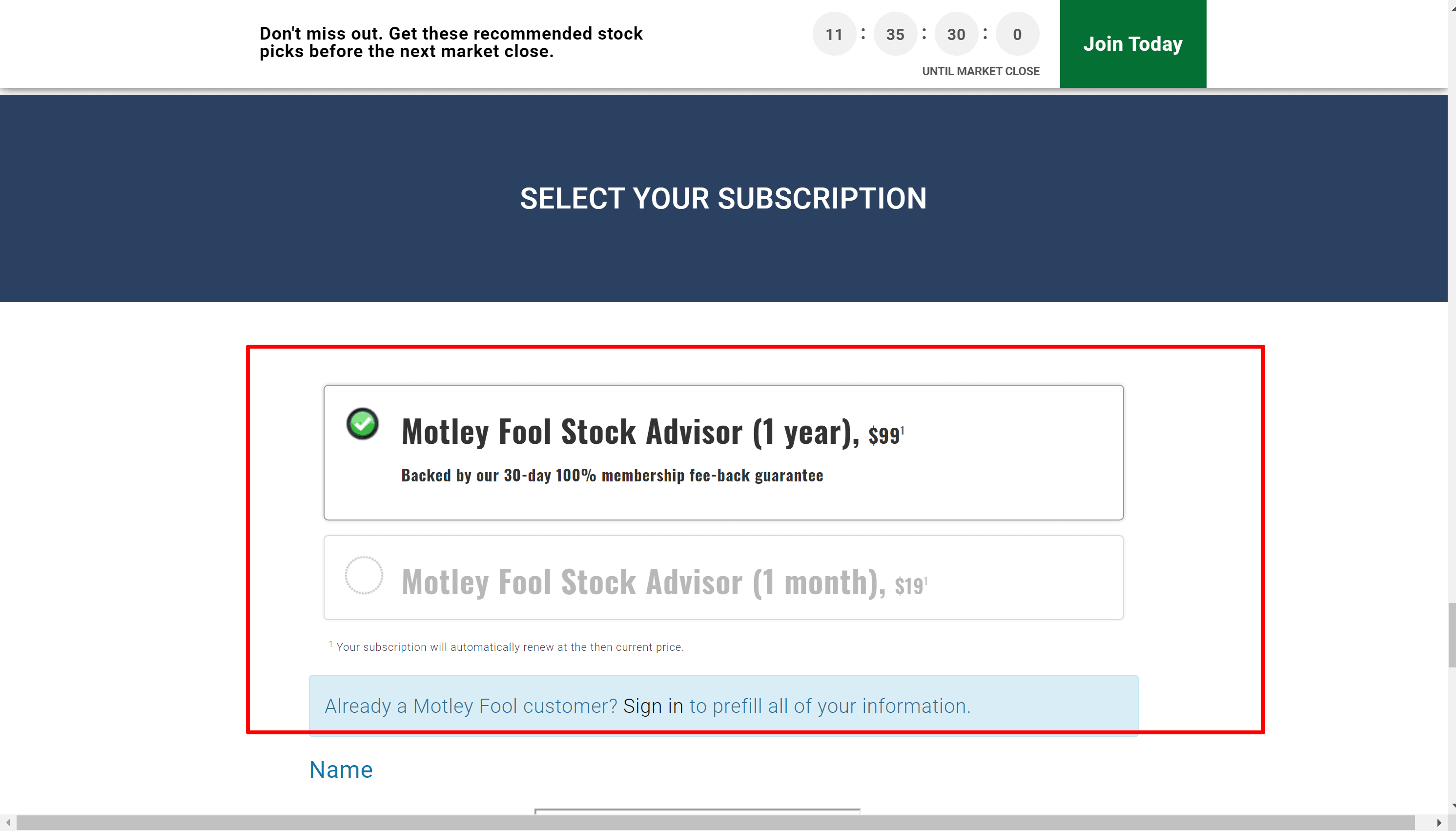 Motley fool stock advisor subscription