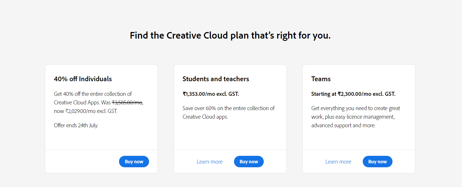 Adobe pricing