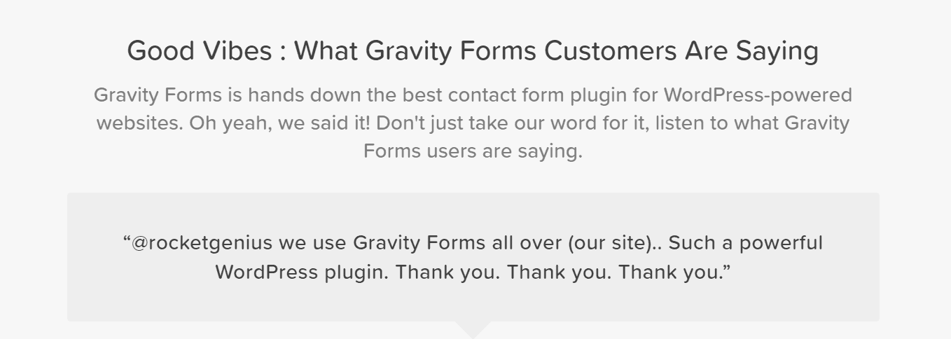 Gravity Forms happy customer