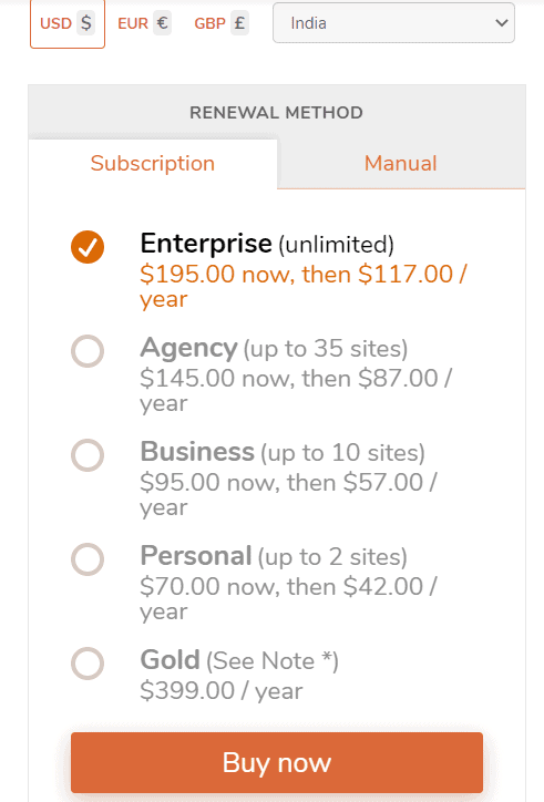 UpdraftPlus Pricing Plans