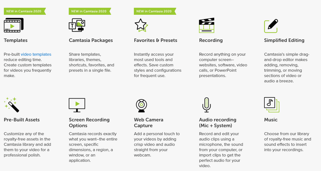 Camtasia features