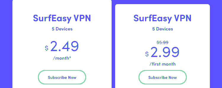 surfeasy vpn black friday- pricing plan