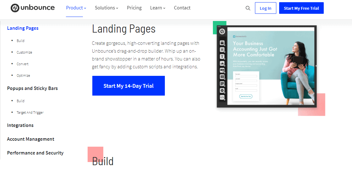 unbounce landing pages