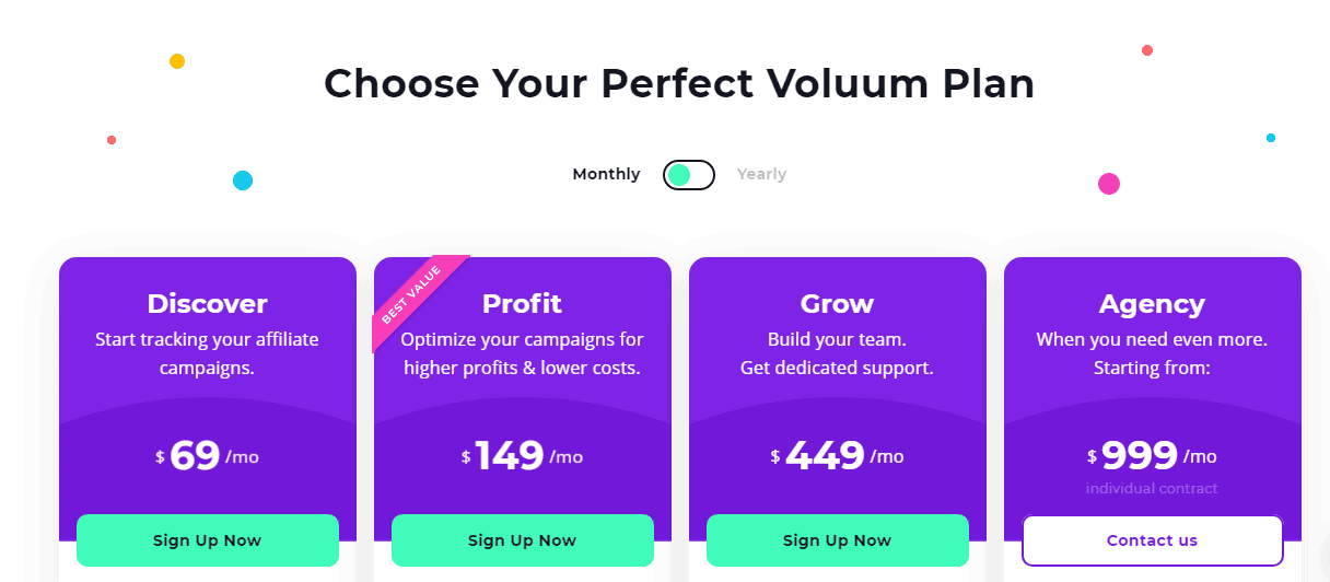 Voluum pricing plan