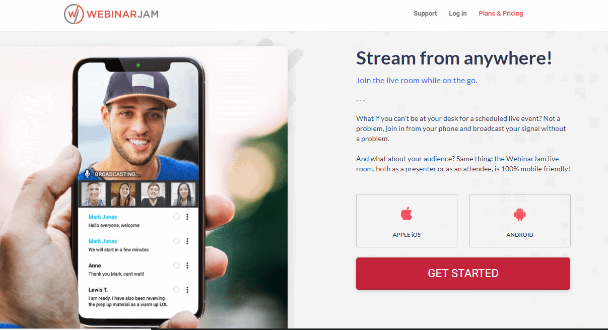 WebinarJam- stream from anywhere