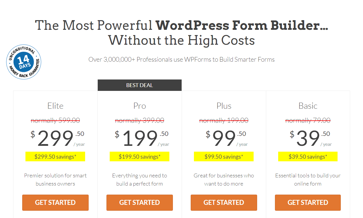 WPForms Pricing Plans