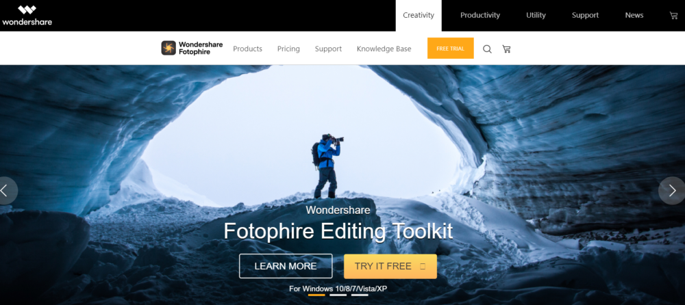 Wondershare Fotophire Editing toolkit