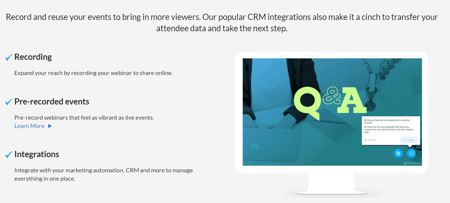GoToWebinar features