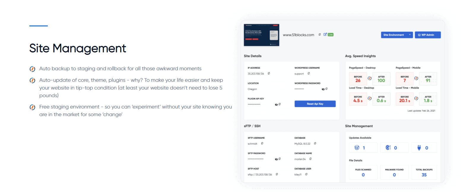 Site Management Features