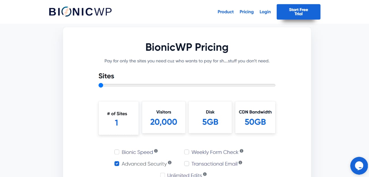 Pricing of BionicWP