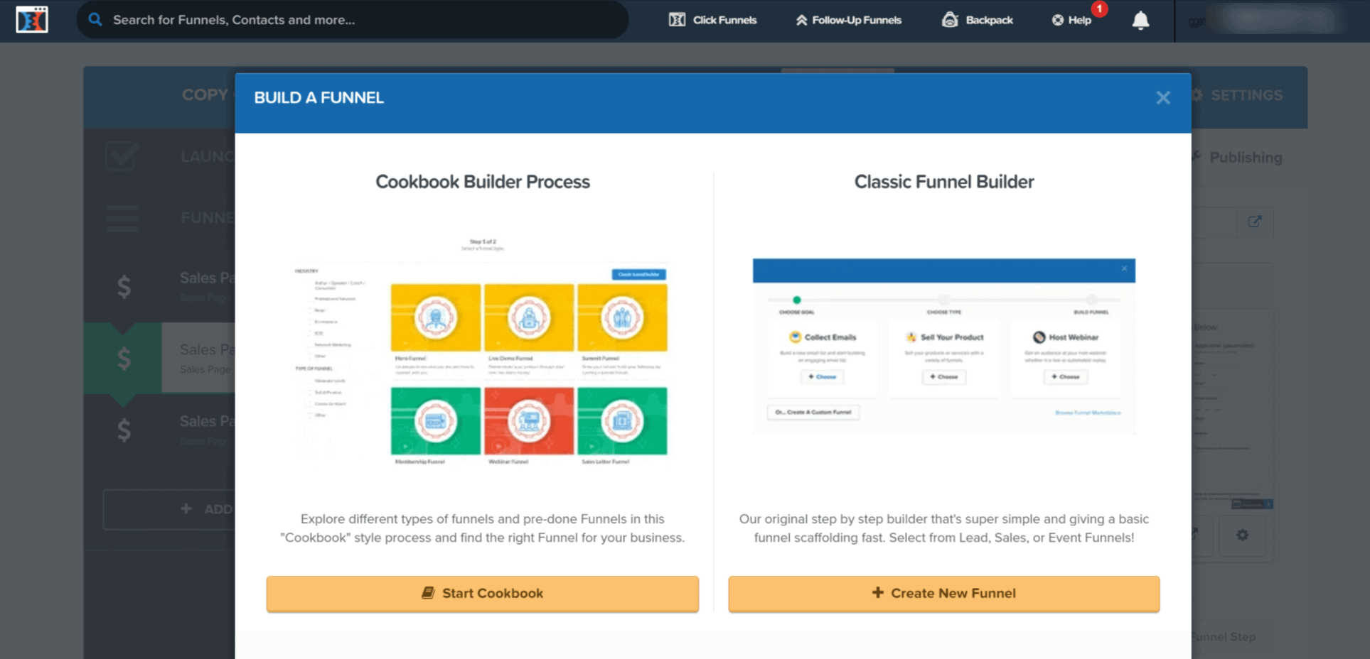 Clickfunnels dashboard and ease of use