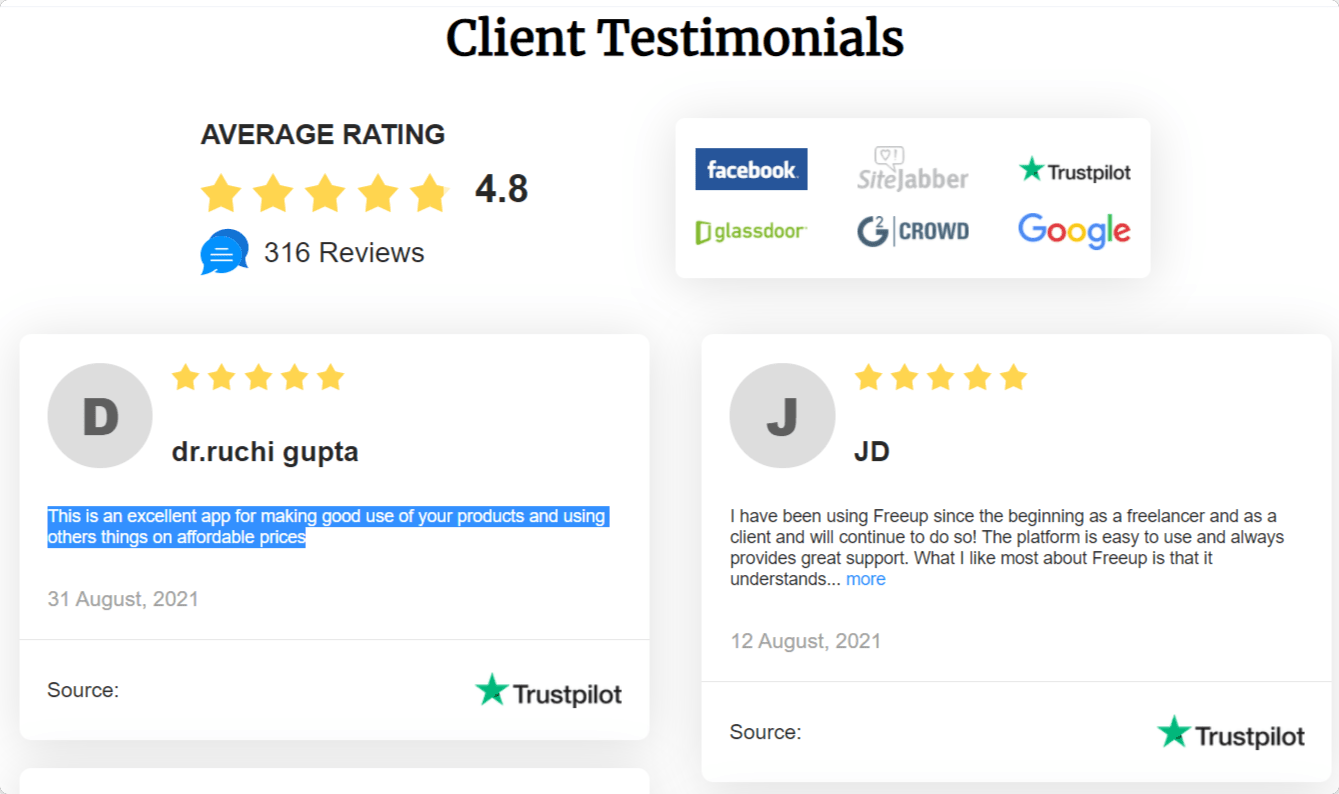 FreeUp User reviews