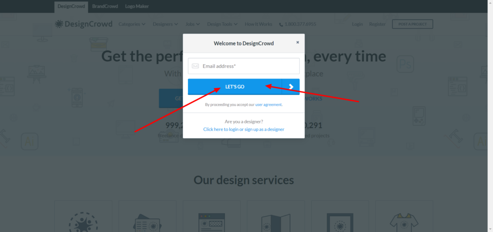 Designcrowd sign up process