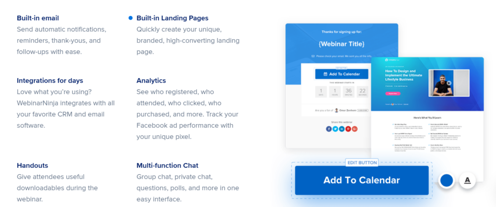 WebinarNinja features and benefits- webinarjam vs webinarninja