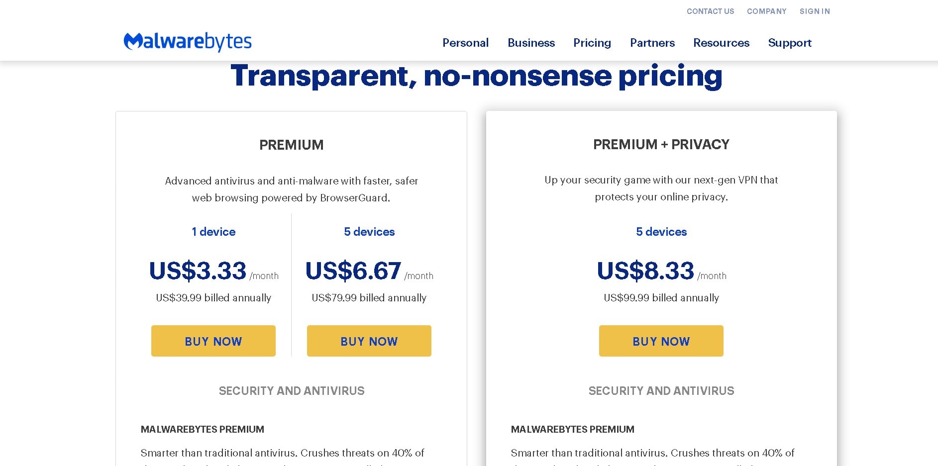 Malwarebytes pricing