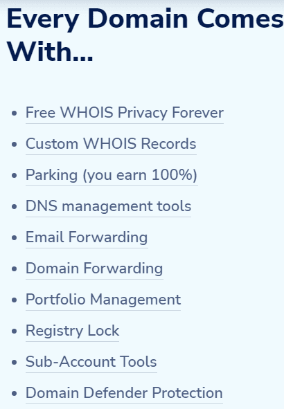 Namesilo domain features