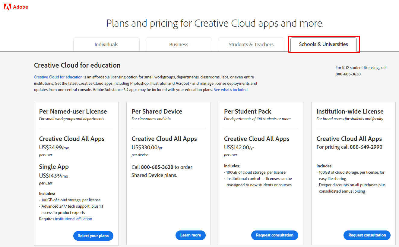 Adobe Creative Cloud Discount for Schools & Universities