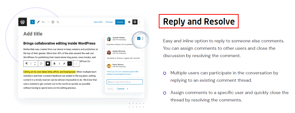 Multicollab Replies & Resolve Features