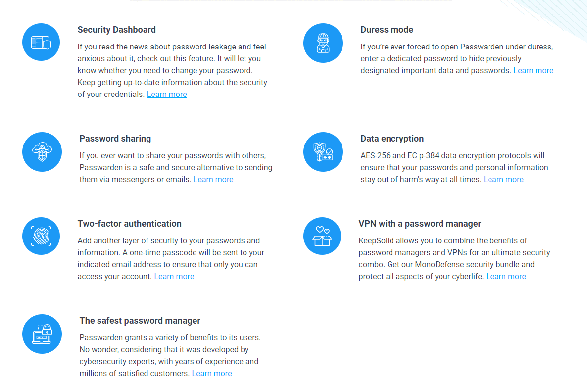 Passwarden Security Manager Features