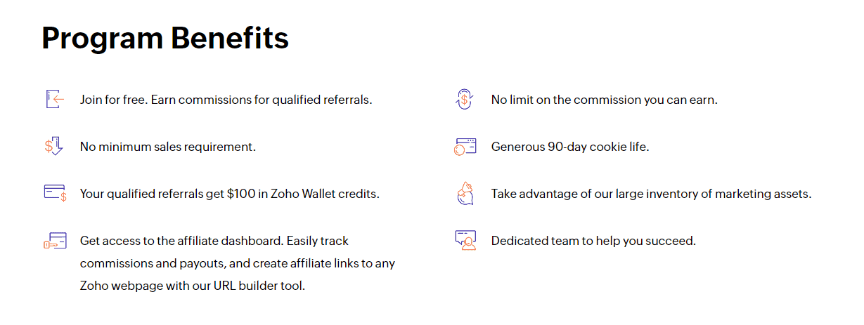 Zoho Affiliate Features