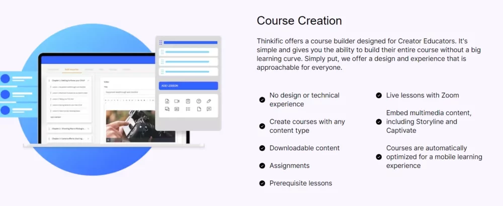 thinkific course creation feature