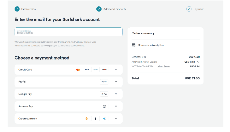 Choose your payment method