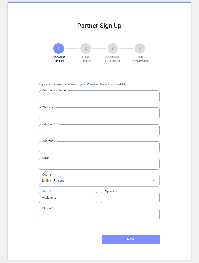 Nimble Partner Signup Page