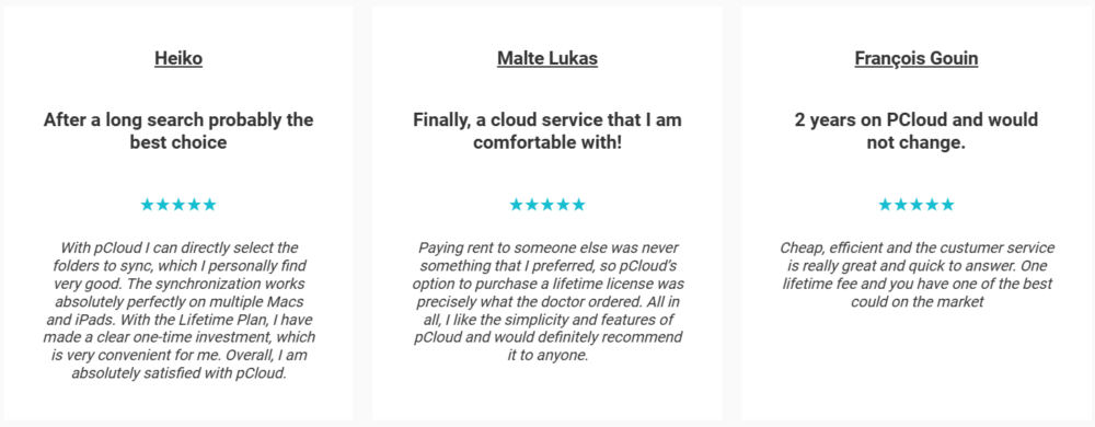 pCloud User reviews