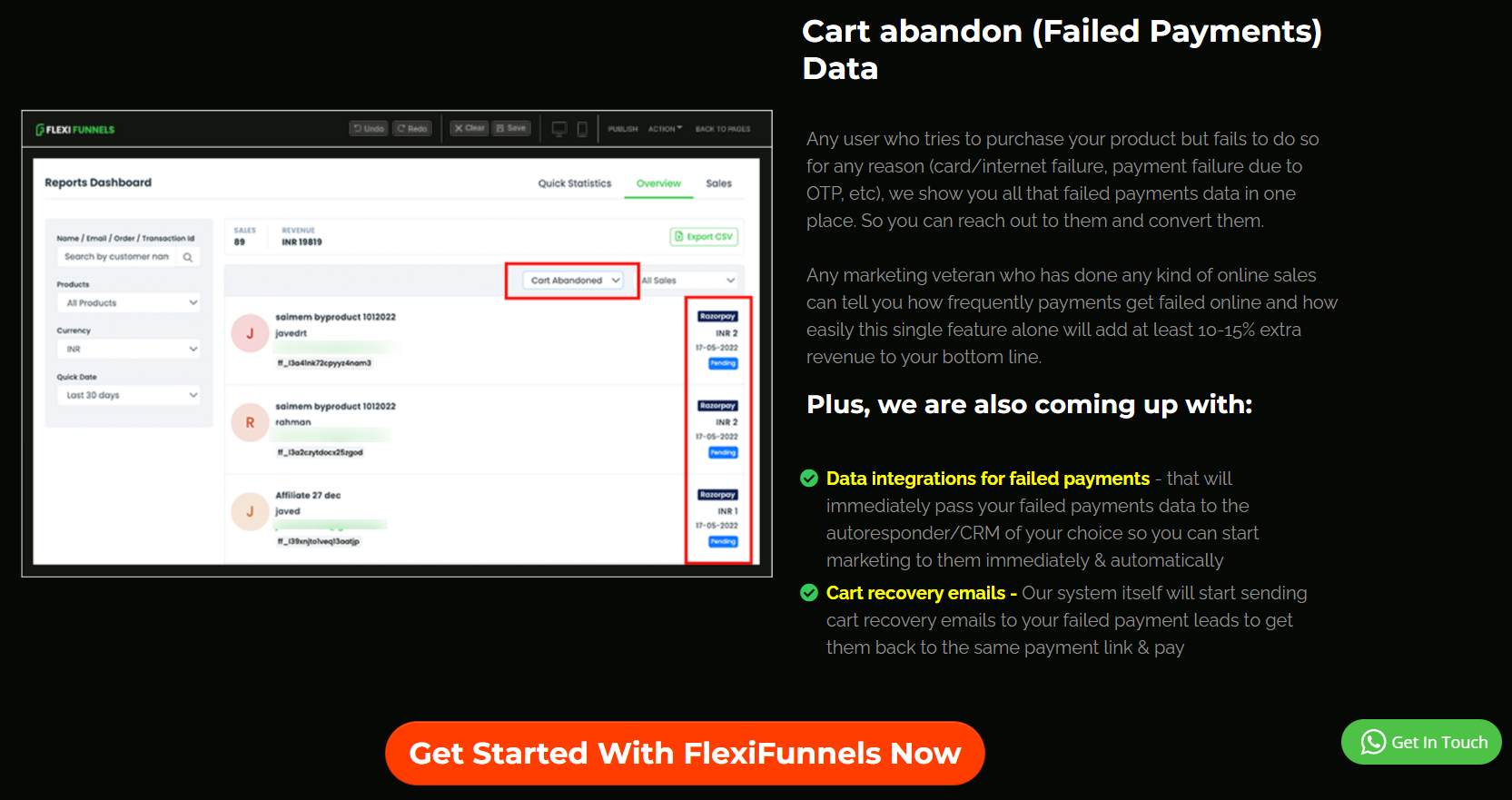 Cart Abandonment Data Feature