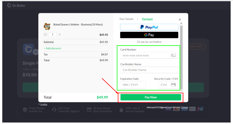 Fill up the details & click on ‘Pay Now