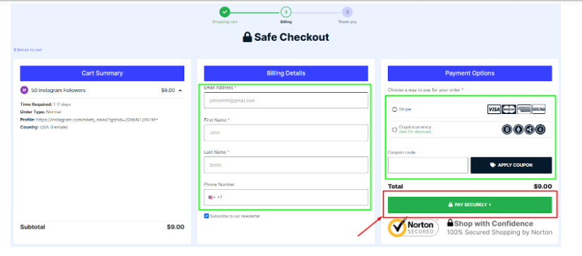  Fill up the payment details asked