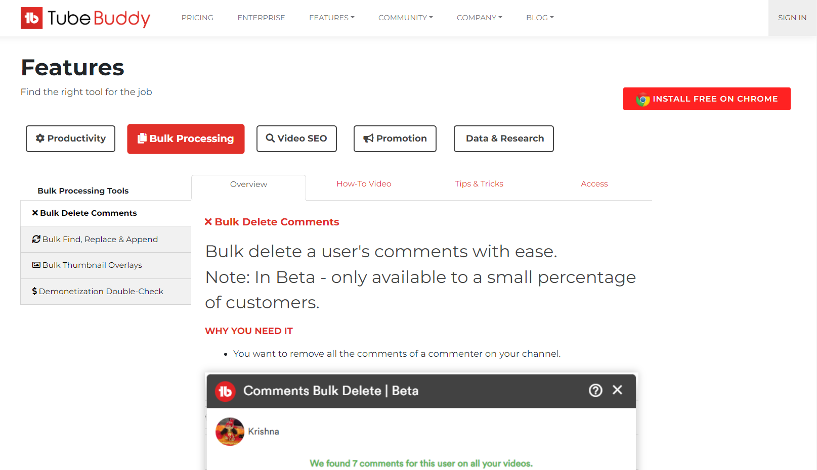 TubeBuddy Bulk Processing Tools Features