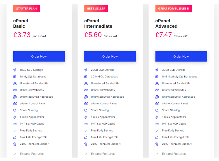 eUKhost Premium Web Hosting Pricing