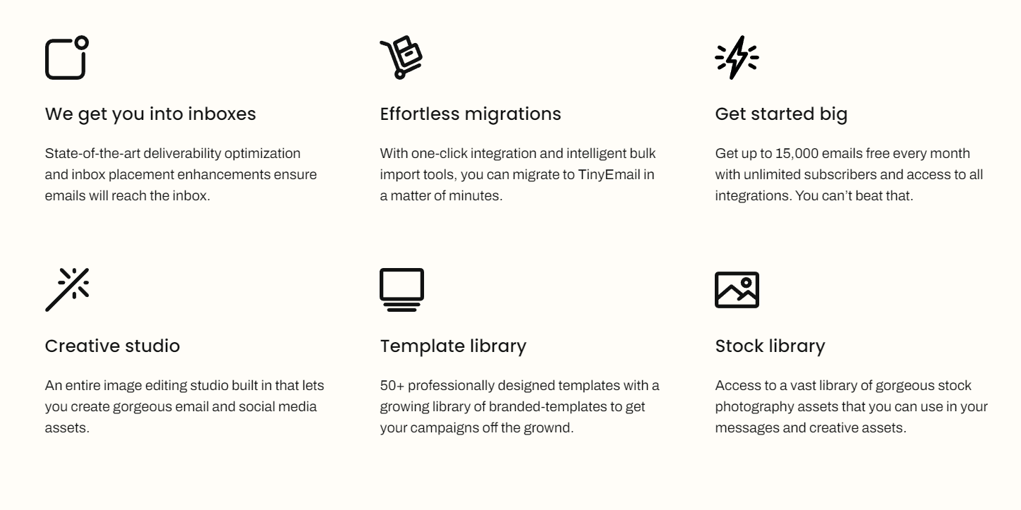 Features of tinyEmail