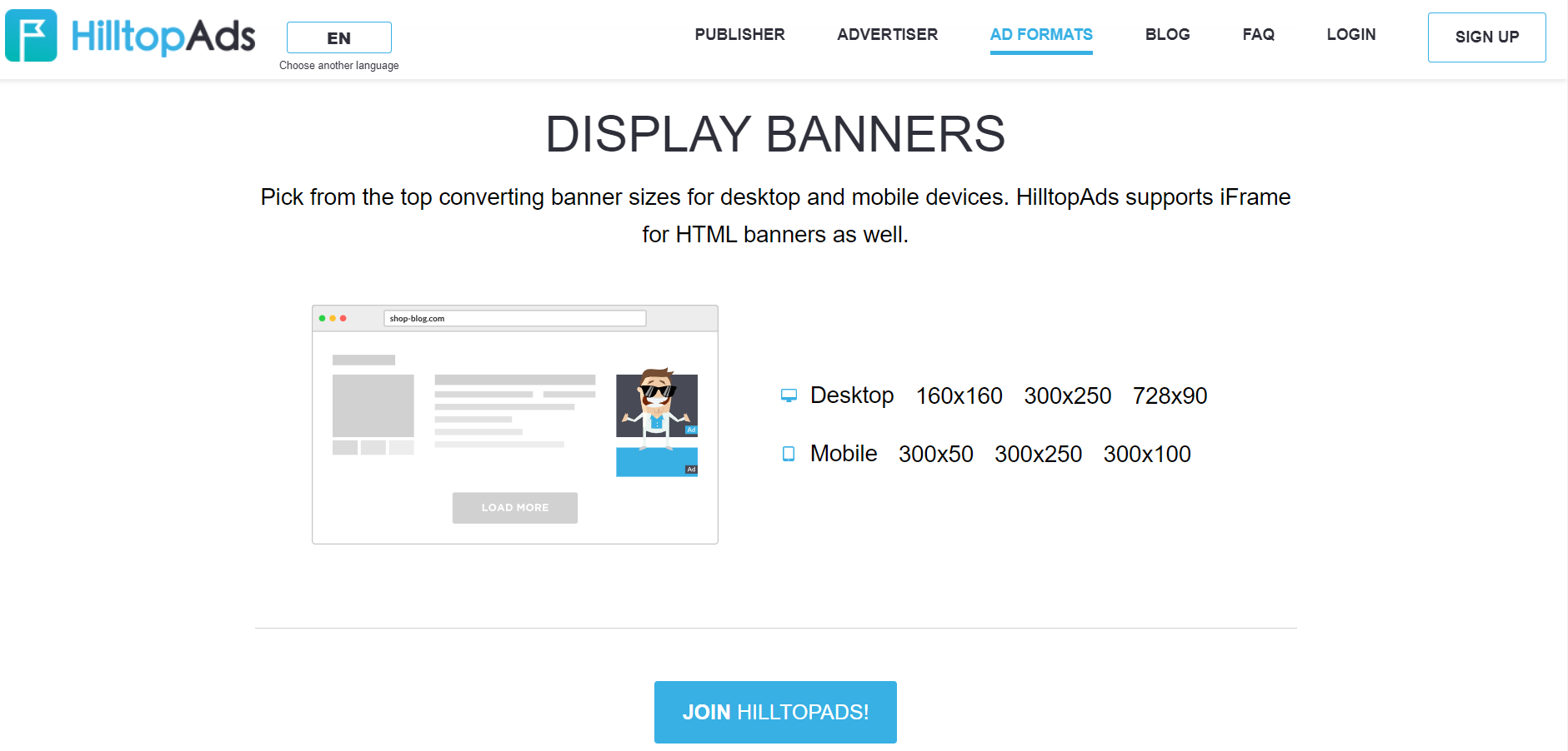 HilltopAds Display Banners Ad Formats