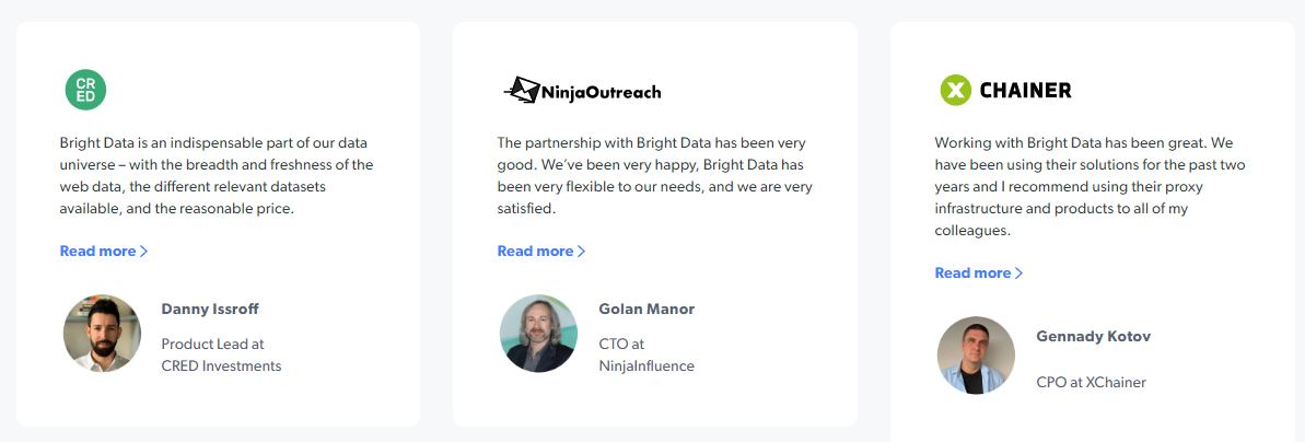 Brightdata testimonials