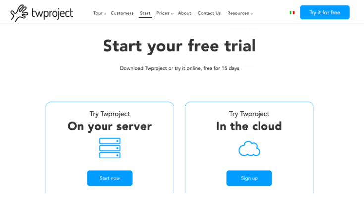 Free Trial Offered by Twproject