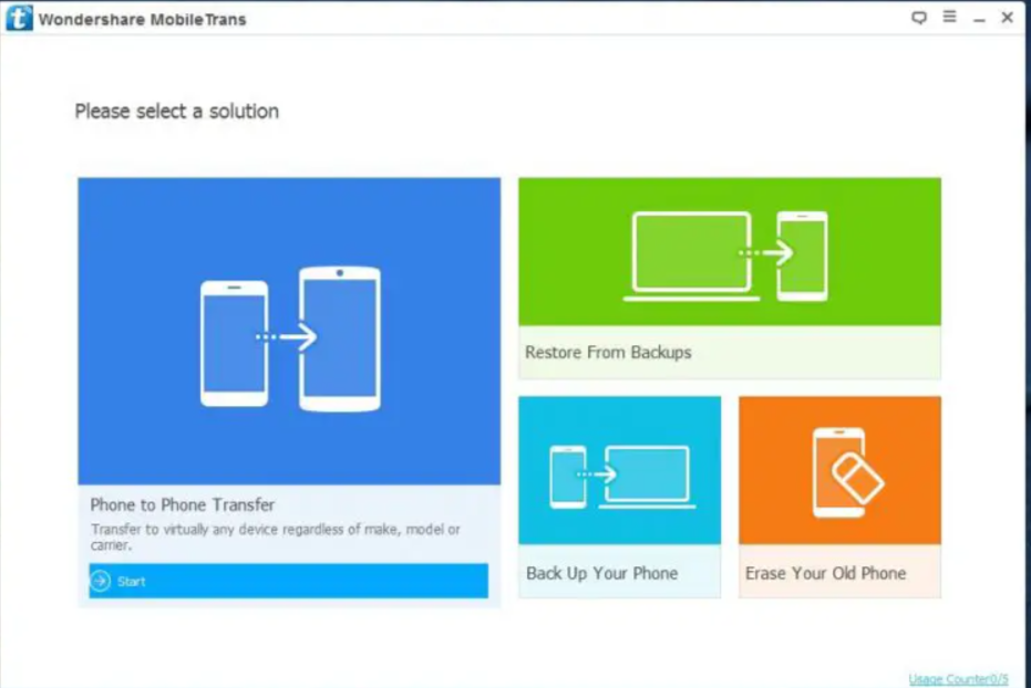 Mobiletrans user interface