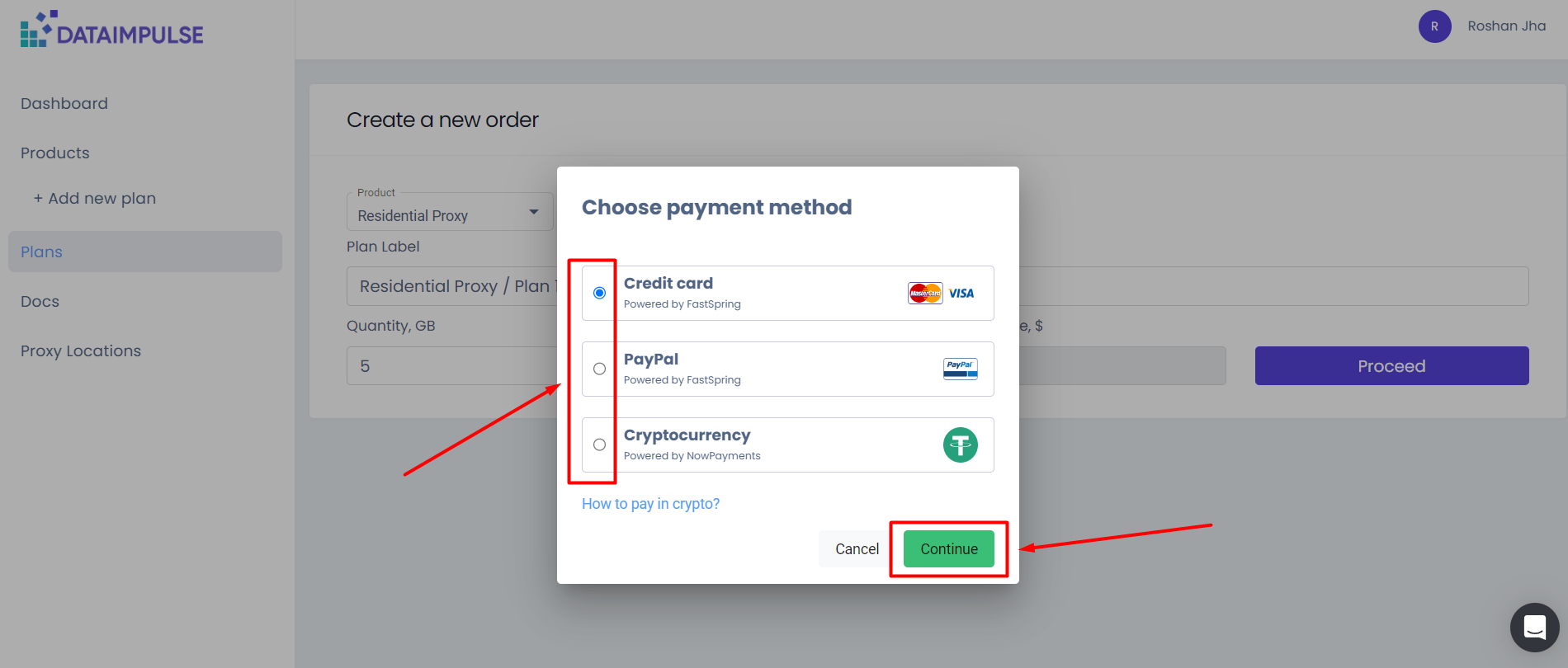 Choose a payment method of your choice