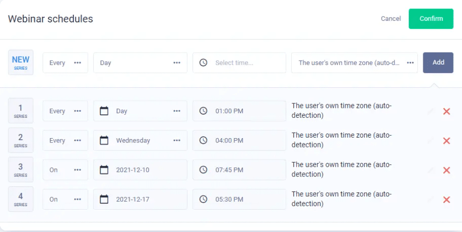 Everwebinar dashboard and interface