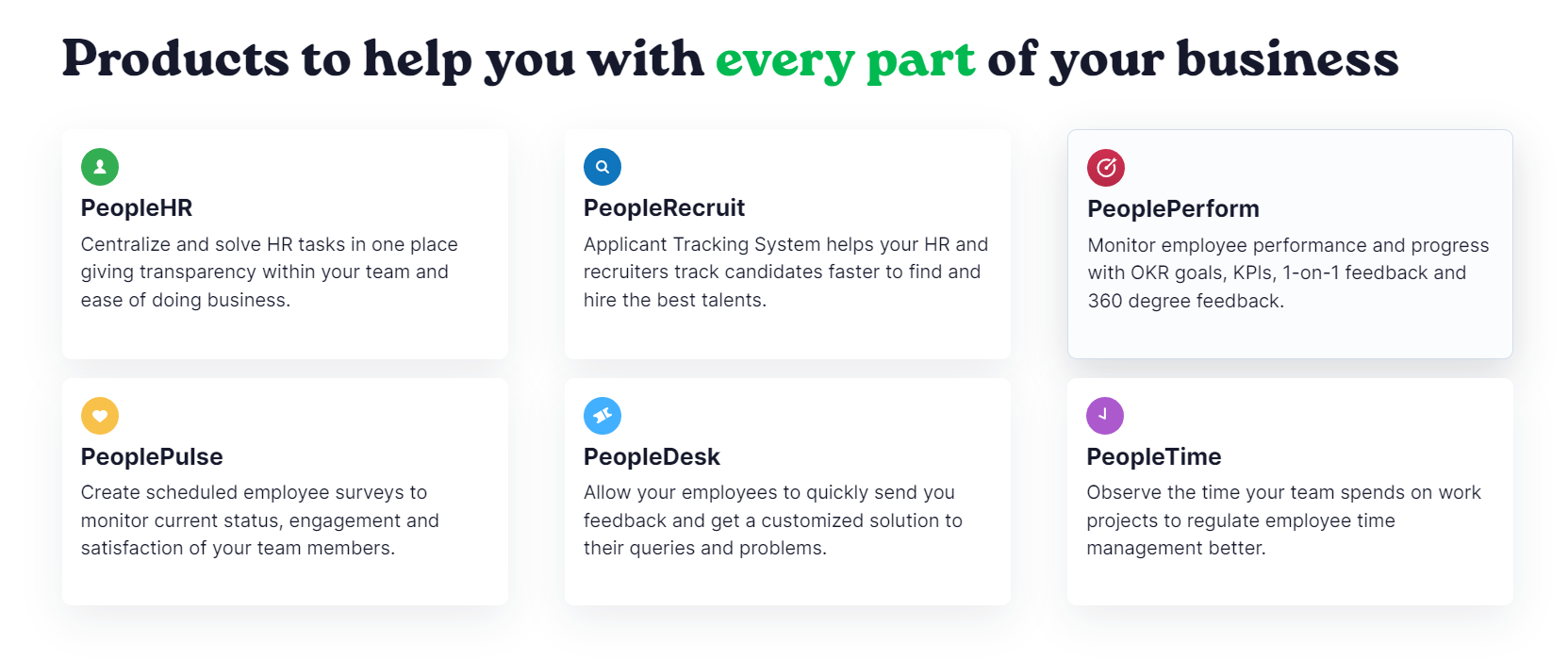 PeopleForce Features & Products