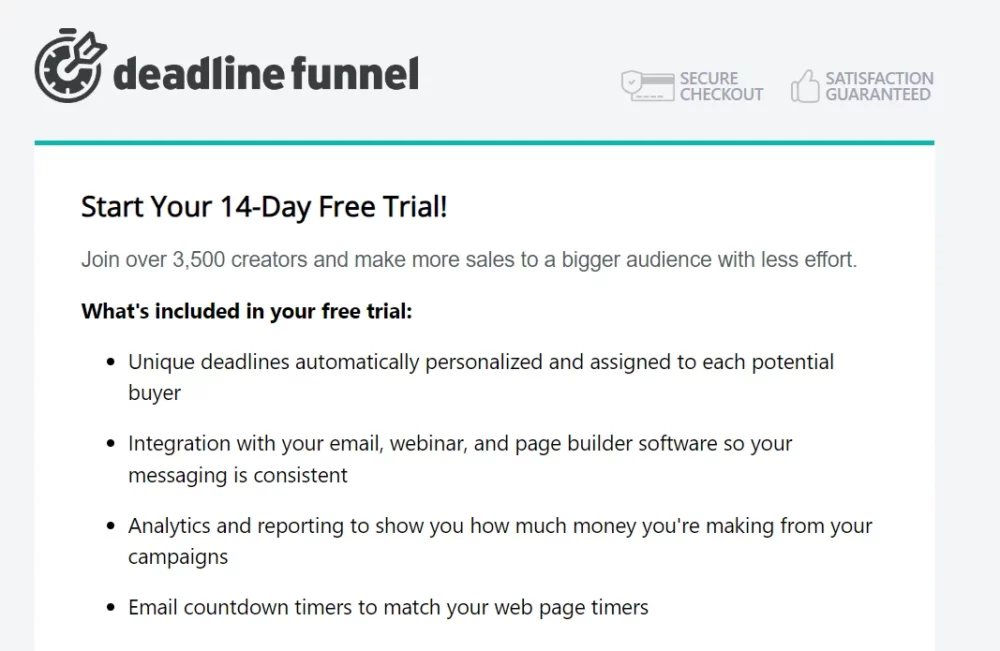 deadline funnel free trial