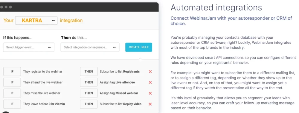 webinarjam integration feature