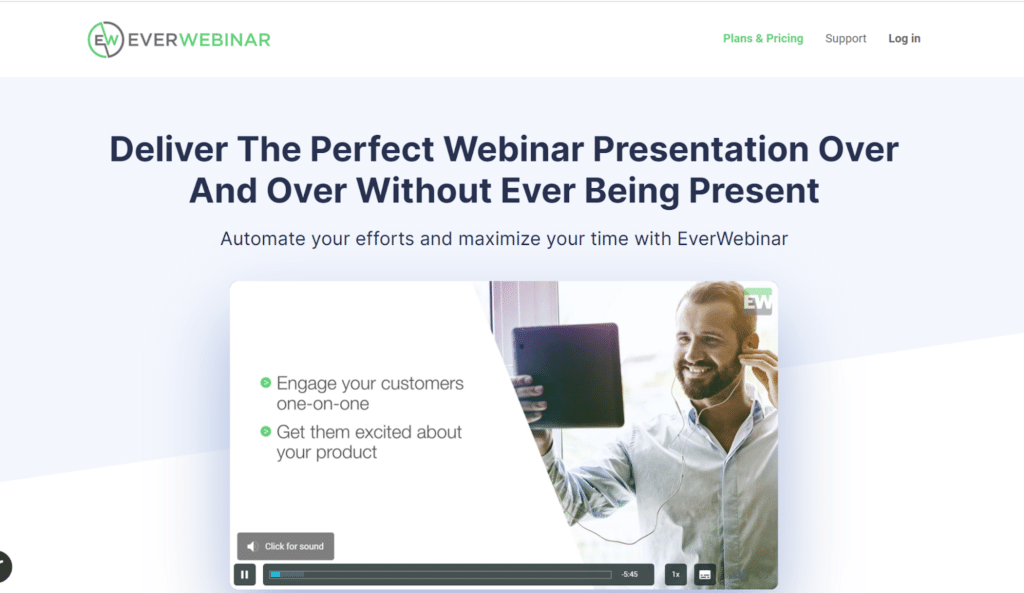 Everwebinar homepage