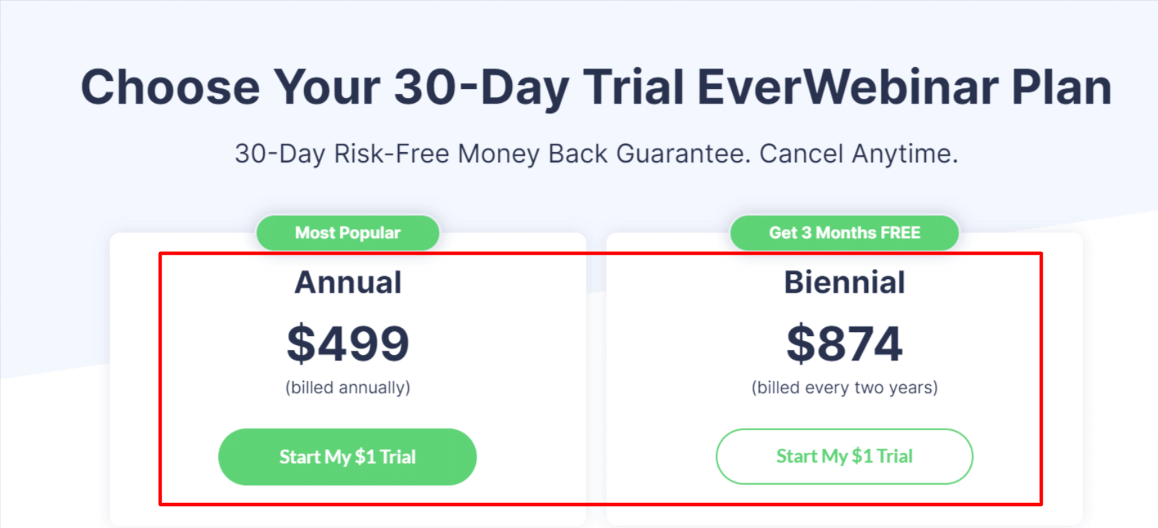 Everwebinar pricing plans