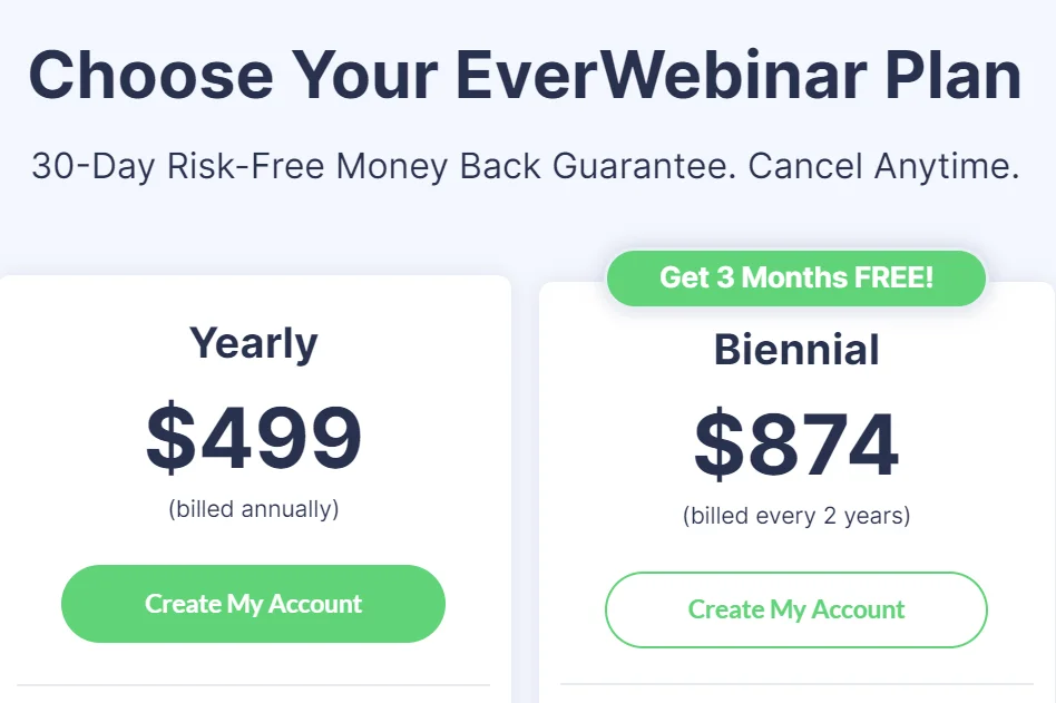 everwebinar pricing plans